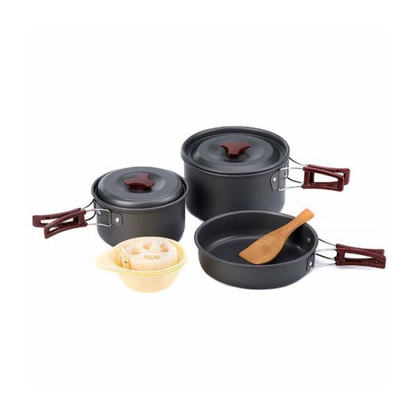 Набор кемпинговой посуды Naturehike 3-4 NH (2 кастрюли + 2 крышки + сковорода) carbon (NH15T203-G)