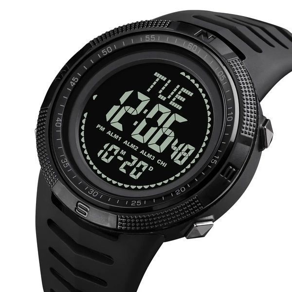 Годинник чоловічий спортивний з компасом Skmei 2147 Compass (Чорний з чорним циферблатом)