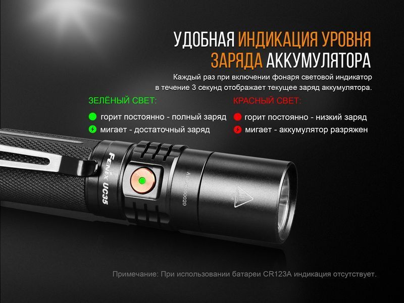 Ручний тактичний ліхтарик Fenix UC35 V20 CREE XP-L HI V3 1000лм (Чорний)