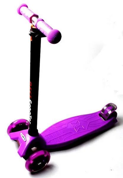 Триколісний самокат Scale Scooter Maxi до 60 кг зі світящимися колесами (Фіолетовий)