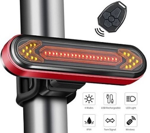 Велосипедна задня фара (габарит) BK600 Стоп + повороти + пульт + microUSB (6 режими)