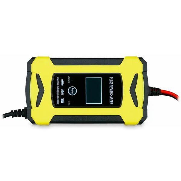 Автомобільний зарядний пристрій Foxsur 12V 6A для акумуляторів з дисплеєм LCD (Жовтий)