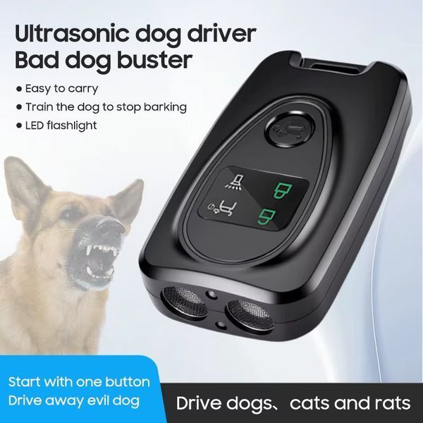 Ультразвуковий відлякувач собак Ultrasonic A7 + ліхтарик Type-C Чорний