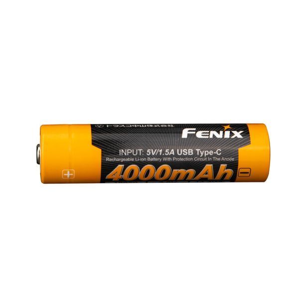 Акумулятор 18650 Fenix ​​ARB-L18-4000U із зарядкою Type-C (Чорно-жовтий)