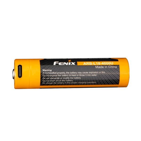 Акумулятор 18650 Fenix ​​ARB-L18-4000U із зарядкою Type-C (Чорно-жовтий)