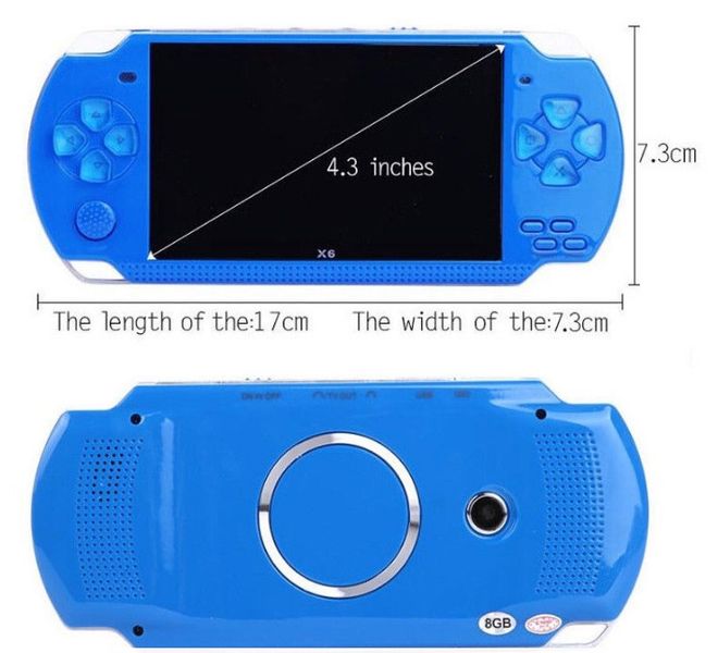 Портативная игровая приставка консоль Psp Х6 4.3" экран 8 ГБ Синий