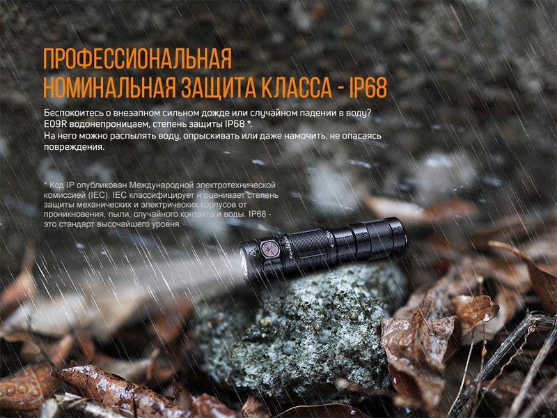 Ручний міні ліхтарик Fenix E09R 600лм Type-C (Чорний)