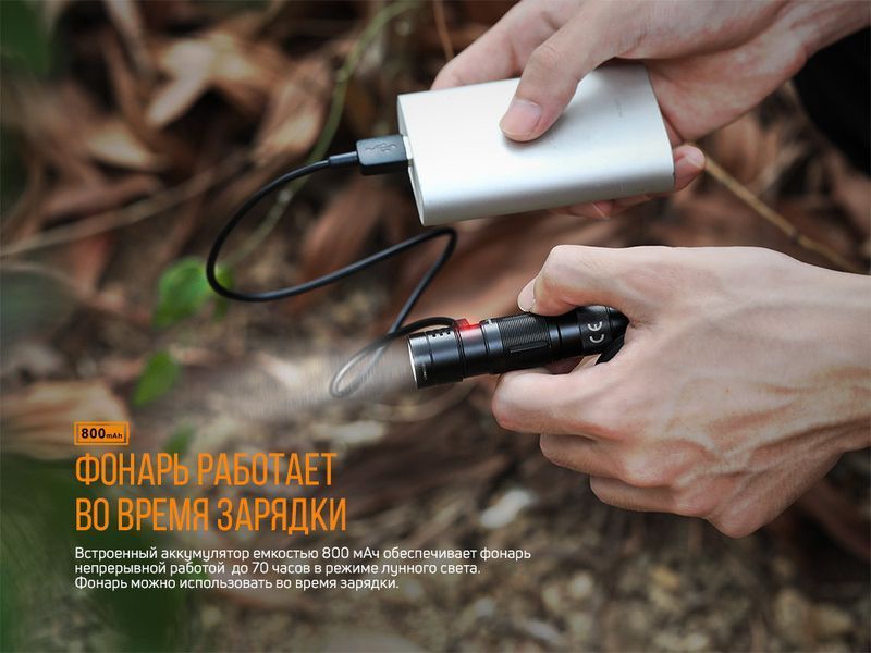 Ручний міні ліхтарик Fenix E09R 600лм Type-C (Чорний)