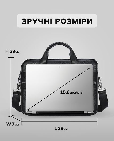Сумка для ноутбука и документов Tiding Bag (39 x 28 x 8 см) портфель из натуральной кожи Черный