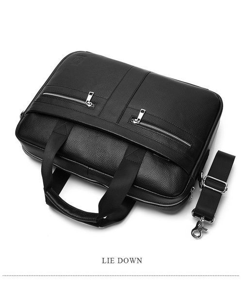 Сумка для ноутбука и документов Tiding Bag (39 x 28 x 8 см) портфель из натуральной кожи Черный