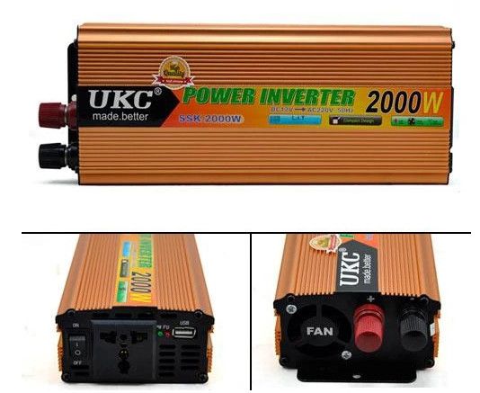 Автомобильный преобразователь напряжения AC/DC UKC SSK-2000W/220В + USB Инвертор