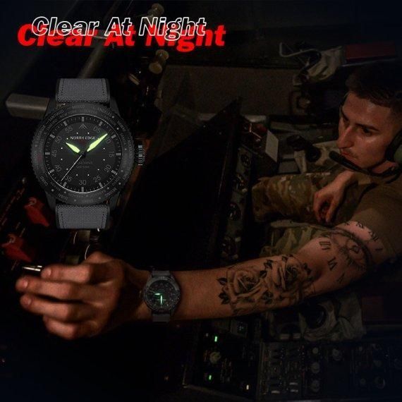 Мужские водостойкие тактические часы North Edge Mach New (Черные)