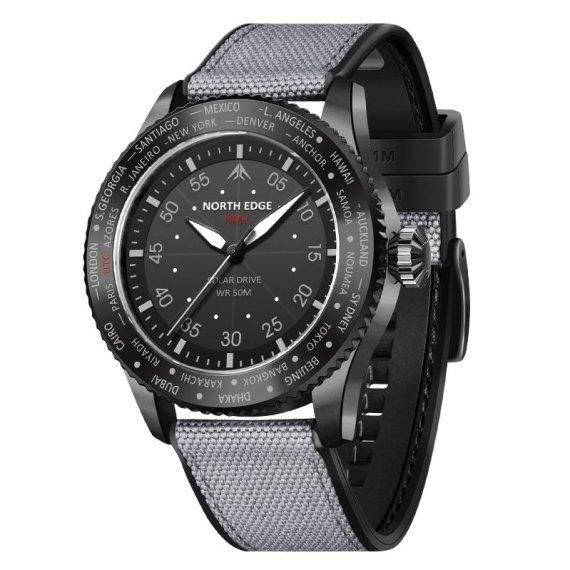 Мужские водостойкие тактические часы North Edge Mach New (Черные)