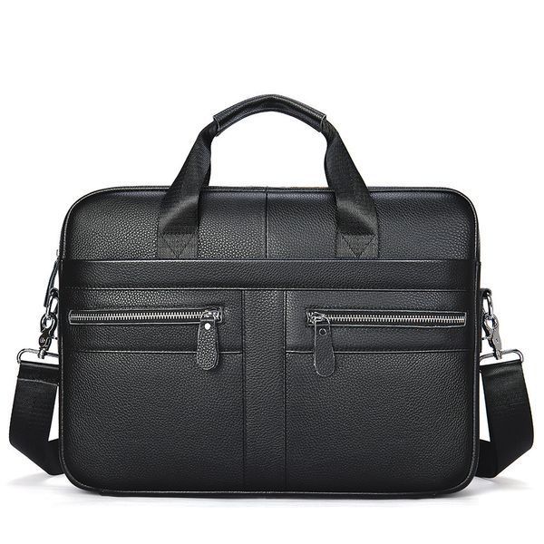 Сумка для ноутбука и документов Tiding Bag (39 x 28 x 8 см) портфель из натуральной кожи Черный
