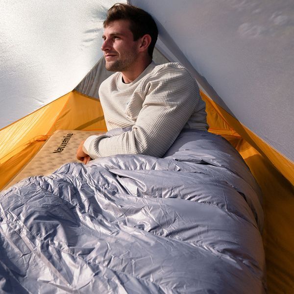 Спальный мешок с натуральным пухом Naturehike CW700 CNK2450WS048 Желто-серый L