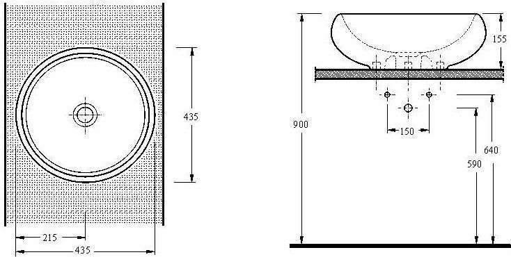 Накладная раковина EGE Vitrifiye Lagina 435x155x435мм (35431) Белый