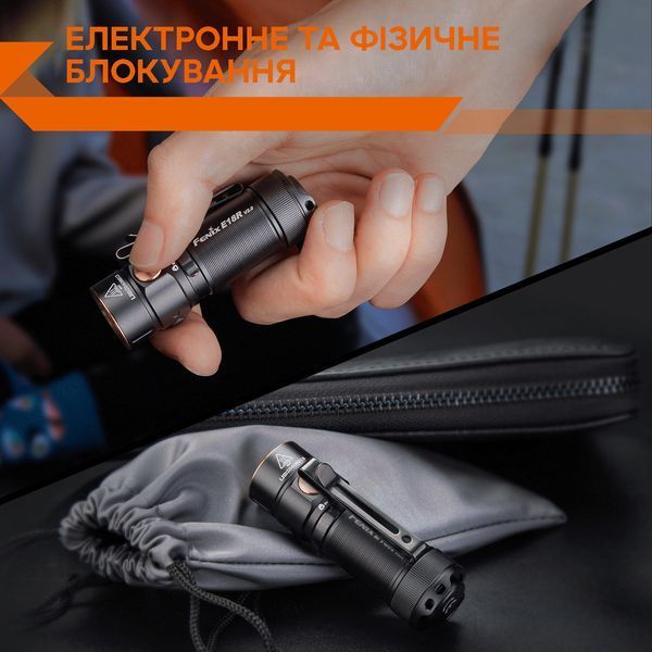 Ручной мини фонарик Fenix E18R V2.0 1200лм USB Type-C с магнитом (Черный)