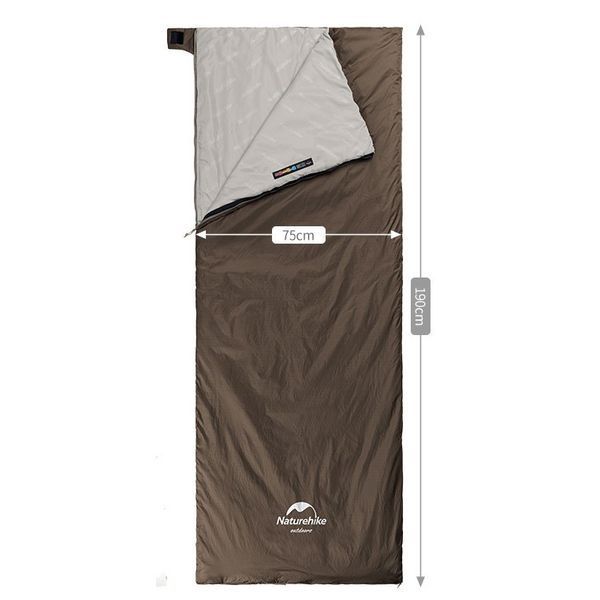 Надлегкий спальний мішок Naturehike LW180 NH21MSD09 Правий (розмір М) Коричневий