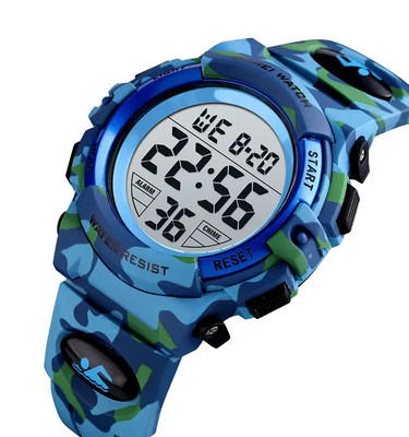 Дитячий спортивний наручний годинник Skmei Kids 1548 (Світло-синій камуфляж)