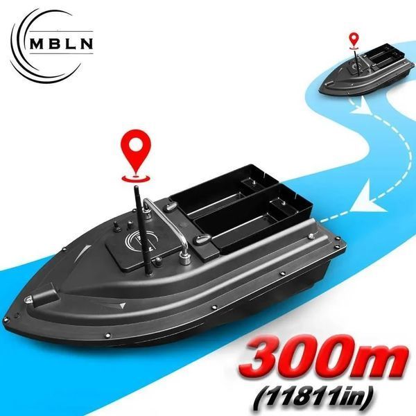 Човен для риболовлі MBLN BrandRC з пультом ДК + подвійний бункер (місткість до 1.5 кг) Чорний