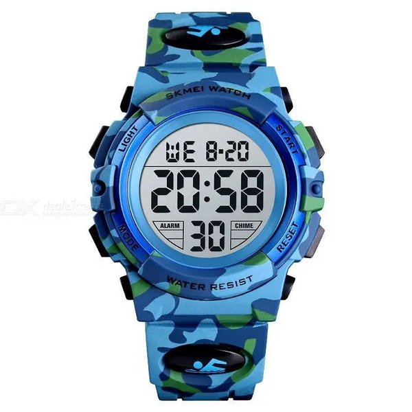 Детские спортивные наручные часы Skmei Kids 1548 (Светло-синий камуфляж)