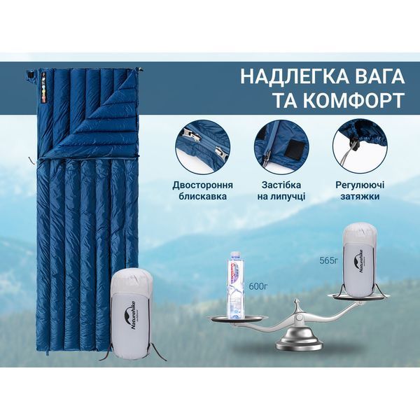 Спальный мешок с натуральным пухом Naturehike CW295 CNK2300SD013 Голубой