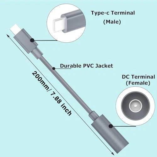 Перехідник для під'єднання комплектного кабелю DC-DC до павербанка Type-C to DC Female 0,2 м