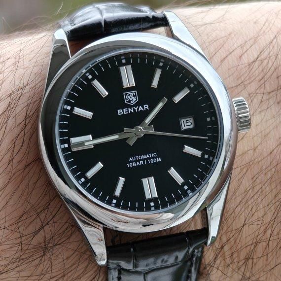 Годинник чоловічий механічний наручний Benyar Automatic Leather Deluxe 10 BAR (2 ремінці)