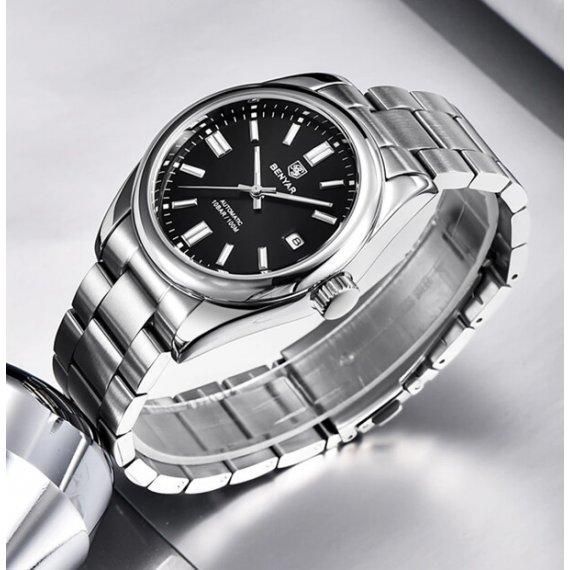 Годинник чоловічий механічний наручний Benyar Automatic Leather Deluxe 10 BAR (2 ремінці)