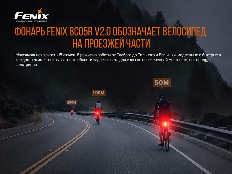 Велосипедная задняя фара Fenix BC05R V2.0