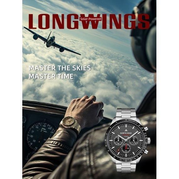 Мужские водостойкие наручные часы North Edge Long Wings 5 Bar