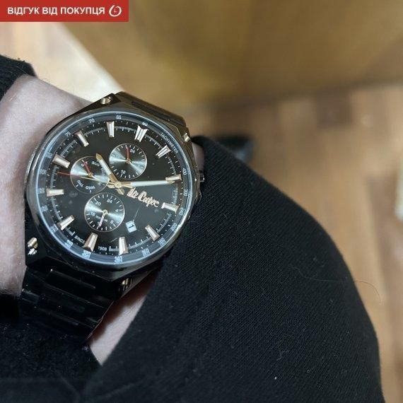 Мужские водостойкие наручные часы Lee Cooper Ice (Черные)