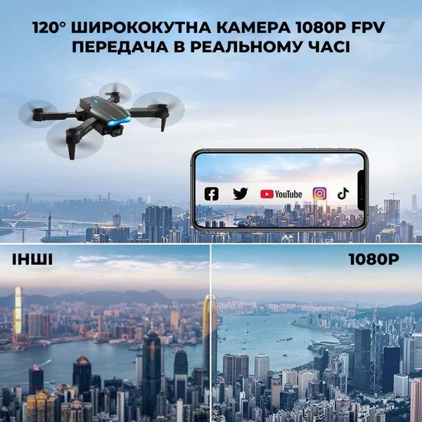 Квадрокоптер дитячий мінідрон E99 Pro з камерою 720P (до 20 хв польоту) 2 акумулятори та кейс Сірий