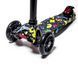 Триколісний самокат Scale Scooter Maxi до 60 кг з колесами, що світяться (Чорний з цифрами)