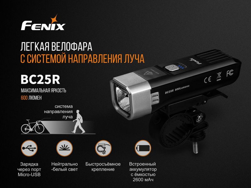 Велосипедная передняя фара Fenix BC25R Cree XP-G3