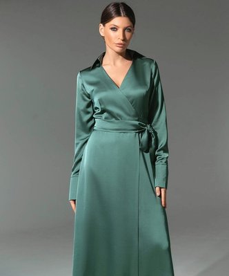 Шовкова сукня Муза Grand на запах (Зелений) 42