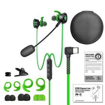 Проводные игровые наушники для телефона Plextone M762 G30 с микрофоном (Зеленый)
