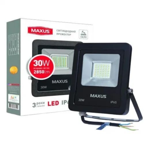 Светодиодный прожектор Maxus Flood SMD 2850лм IP65 5000K 30W (Черный)