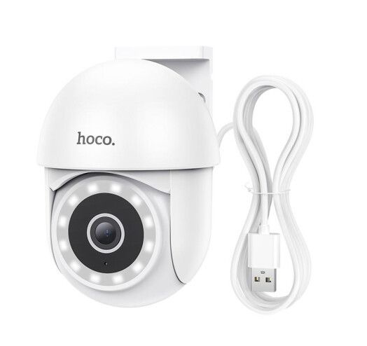 Внешняя камера видеонаблюдения Hoco D2 PTZ HD camera 3мп IP65 FHD (Белая)