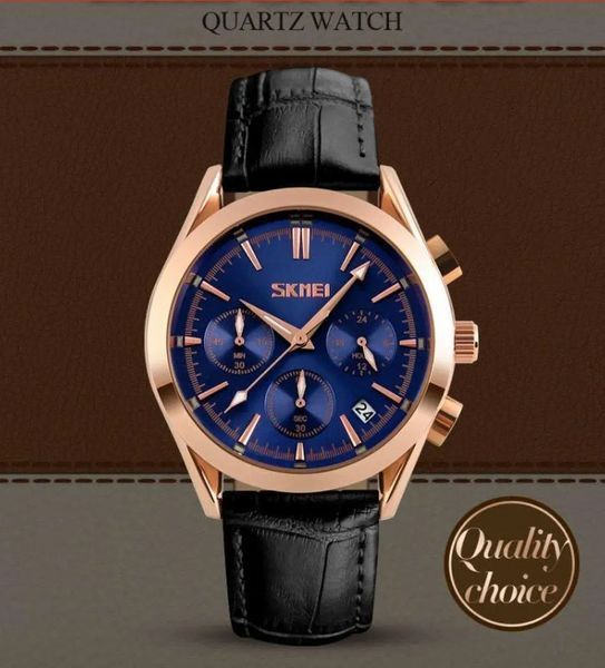 Чоловічий годинник Skmei Prestige 9127 (Чорний з синім циферблатом)