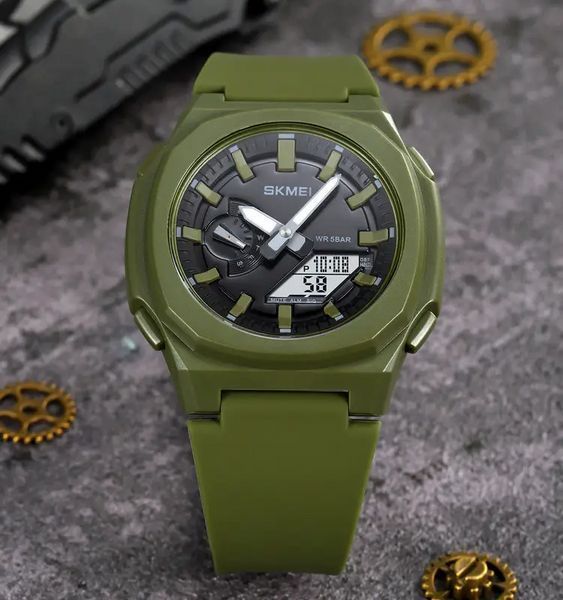 Годинник чоловічий наручний Skmei 2091 (Зелений з білим)