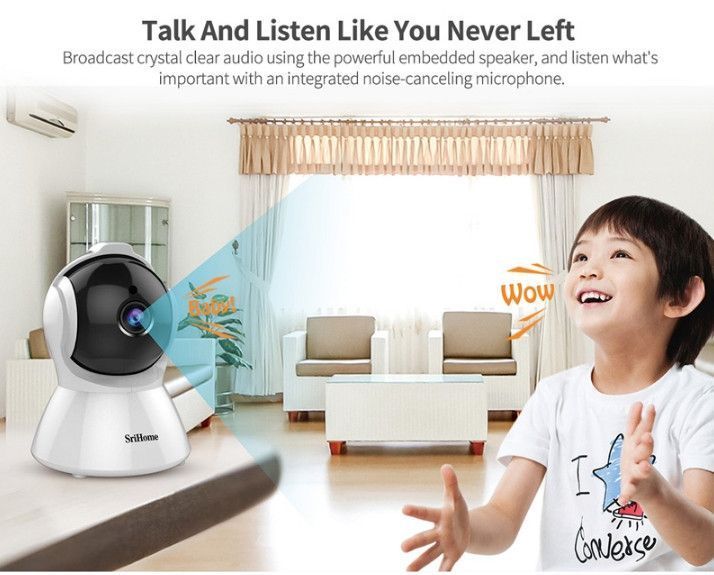 IP-камера автоматического слежения SriHome SH025 1080P AI Белый EU Plug