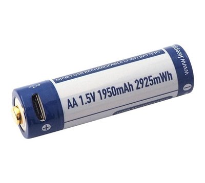 Акумулятор Keeppower AA 14500 1,5В 1950 mAh з micro USB (Синій з білим)
