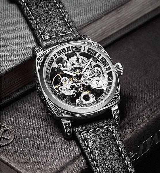 Часы мужские механические WishDoIt Baron Imperial Black (2 ремешка)