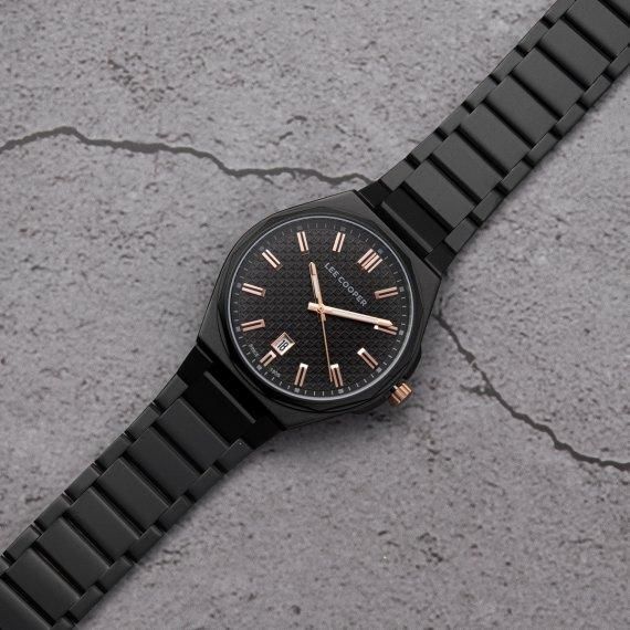 Чоловічий водостійкий наручний годинник Lee Cooper Knight (Чорний)