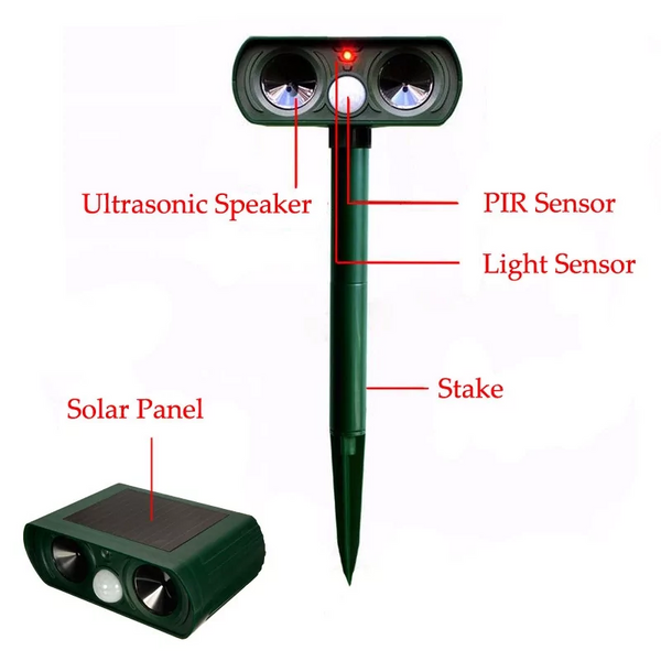 Ультразвуковой отпугиватель животных Loskii GN-01 на солнечной батарее