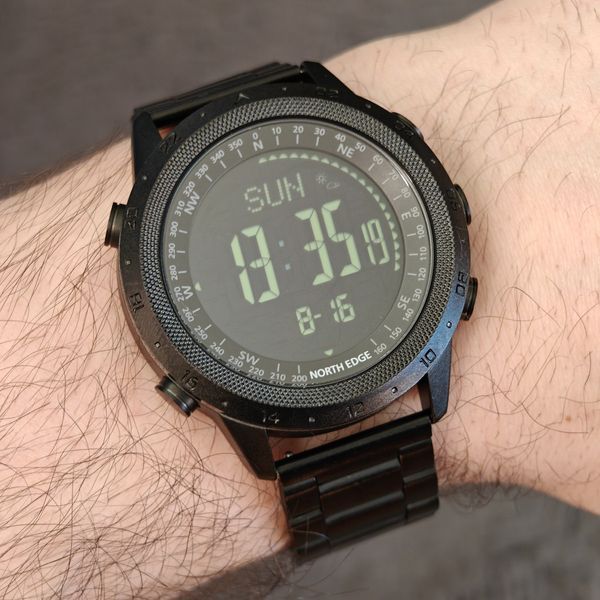 Годинник чоловічий водостійкий тактичний North Edge Desert Iron Edition (2 ремінці) Чорний