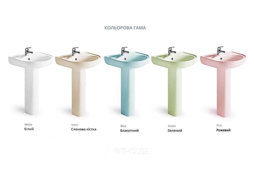 Комплект раковина + ніжка RAK Ceramics Cynthia Wash Basin (57 см) Слонова кістка