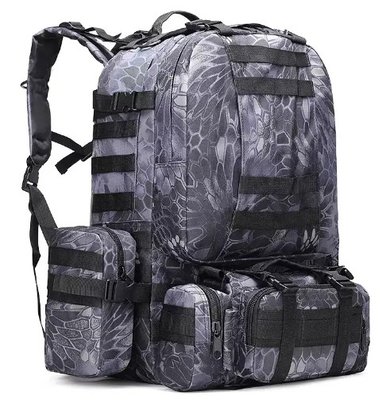 Тактичний рюкзак 52л з тканини Oxford Чорний пітон