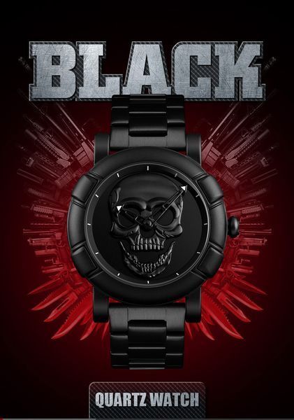 Оригінальний годинник Skmei Skull 9178 Black